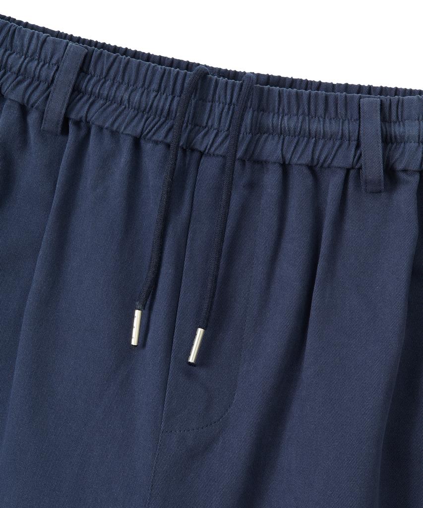 Uallong Essential Twill String Banding Wide Pants- Navy