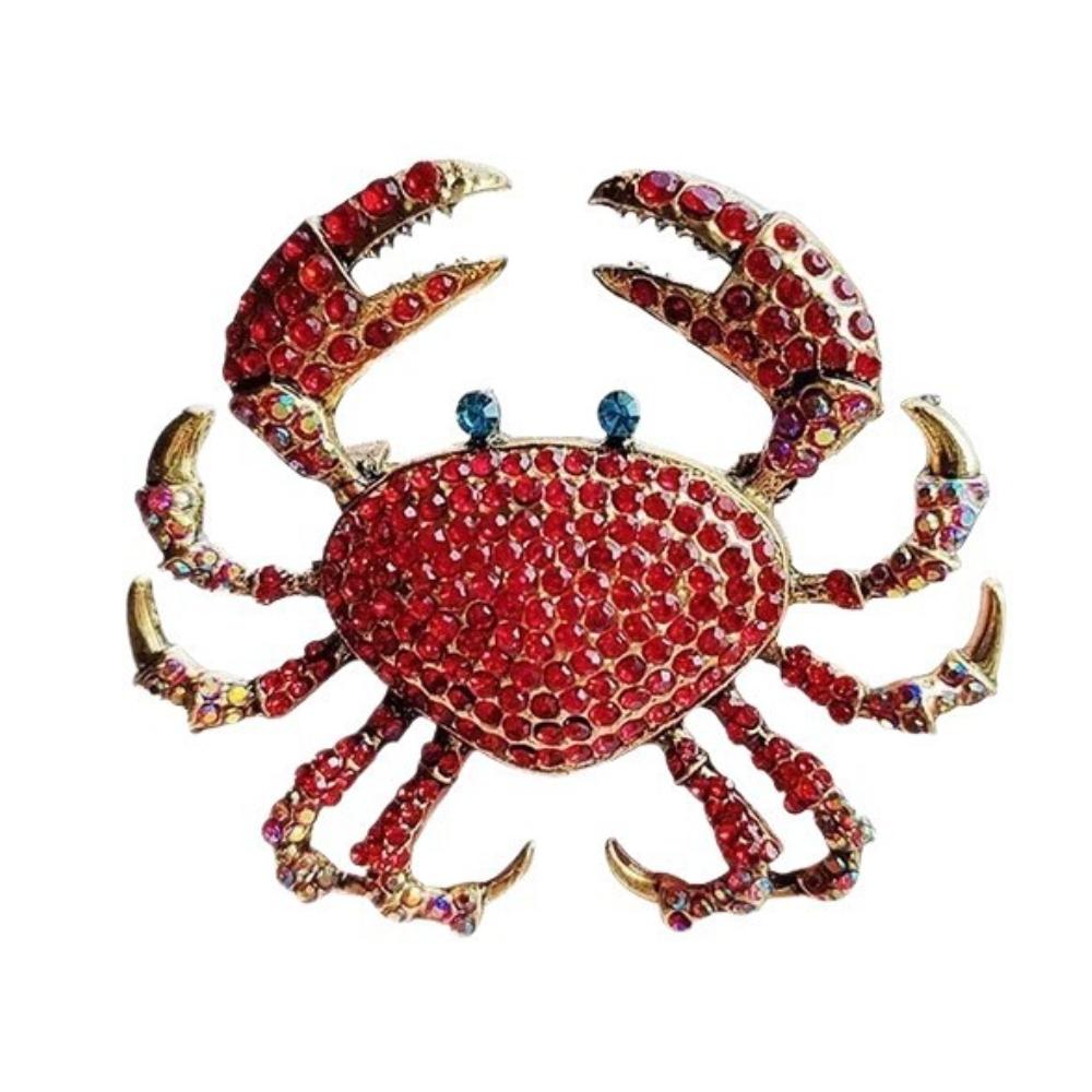 Rhinestone Crab Brooch Pin for Women Men Animal Lapel Pins Luxulry Jewelry Clothing Accessories Badge Gifts