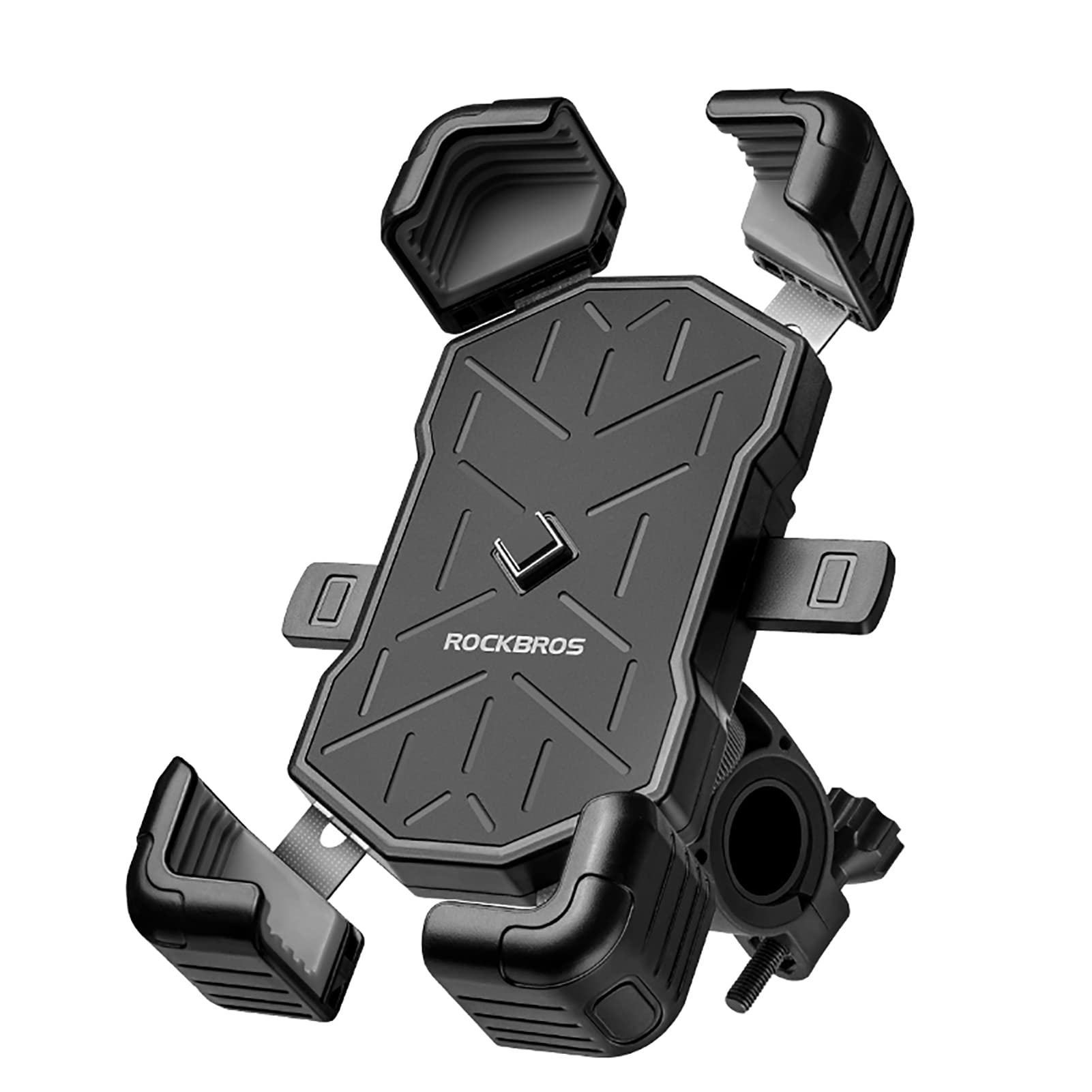 

ROCKBROS Держатель для смартфона для смартфона Совместимый с несколькими дюймами Вибрация Прочный руль Свободно Быстрый Дорожный Коляска Велосипеды, Одной рукой серый