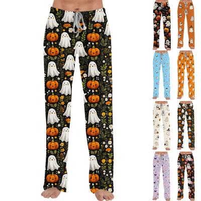 Dámské volné pyžamové kalhoty s halloweenským potiskem pro a na spaní