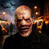 Clown Costume Mask Halloween Smiling for Men, Scary Toothy Latex Horror Mask, Masquerade Party Cosplay Haunted House Creepy