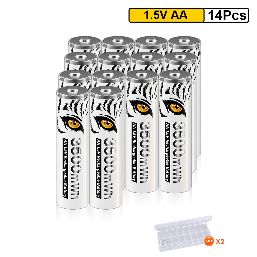 PALO 3500 mWh 1,5 V AA Li-Ionen-Akku AA Lithium-Ionen-Batterien AA-Zelle 2A-Batterien mit AA AAA-Batteriehaltern