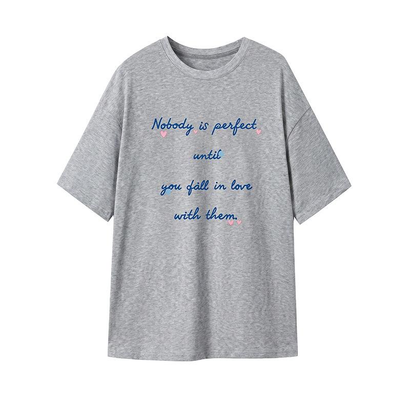 

Maternity Loose Fit Letter Print Summer Short-Sleeve T-Shirt and Pants Set in White 2XL [Weight 150-165 jin]