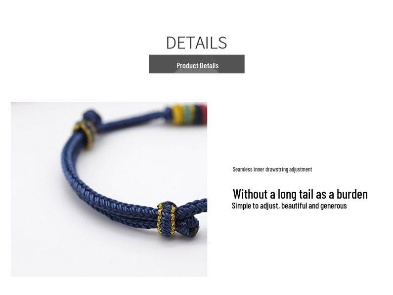 DIY Eight-Strand Knot Red Rope Bracelet - Threadable with Beads and Peace Buckle, National Style, Couple Design