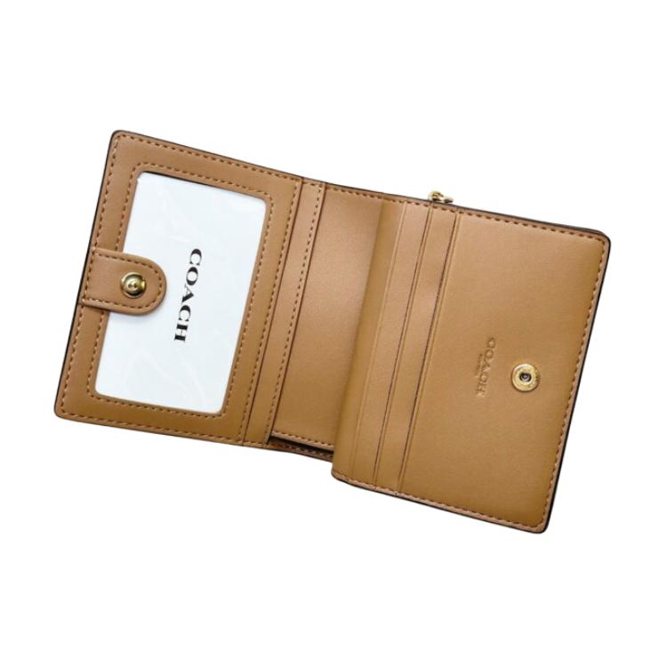 New COACH Coated Canvas Wallet Mini Women's Tan CW789-IMXHE