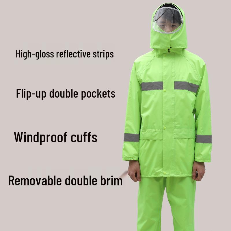 

Светоотражающий комплект дождевика и брюк для безопасности дорожного движения и защиты от дождя XXXL