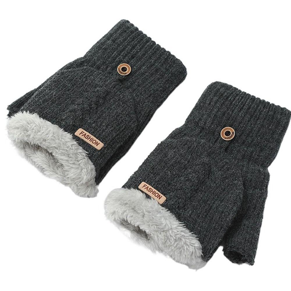 Woolen Cloth Flip Cover Gloves Thickened Mittens Gloves Fashion Winter Gloves  Outdoor Sports