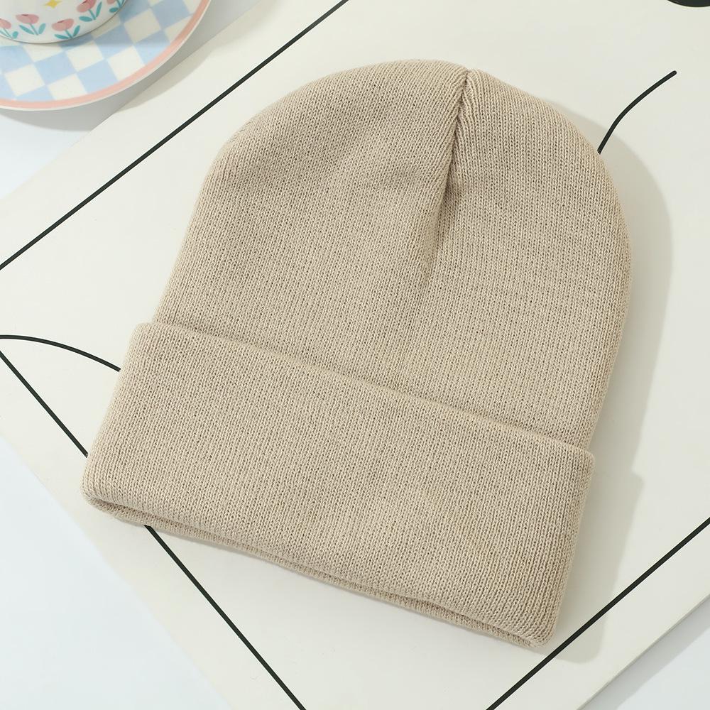 Korean Style Acrylic Knit Hat: Simple, Warm, Versatile Wool Hat with Ear Protection for Autumn and Winter