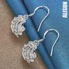 925 Sterling Silver Rose Pendant with Piercing Earrings Fashionable Wedding Jewelry
