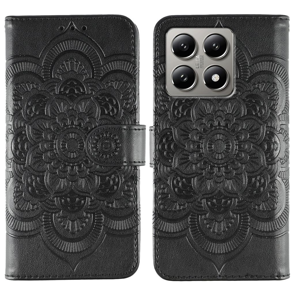 For Xiaomi 14T Case PU Leather Mandala Imprinted Design Wallet Phone Cover