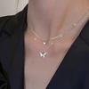 Fashionable Women's Necklace with Butterfly Pendant Stylish Double Layer Clavicle Chain Accessory for Fashionistas