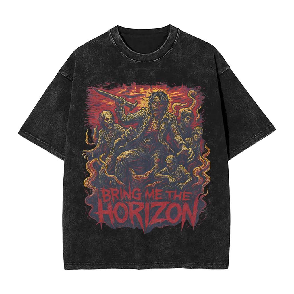 Short Sleeve Crew Neck Y2K Men's T-Shirt, New Tops & Tees, Men's T-Shirt, ROCK Band Bring Me The Horizon Fan T-Shirt