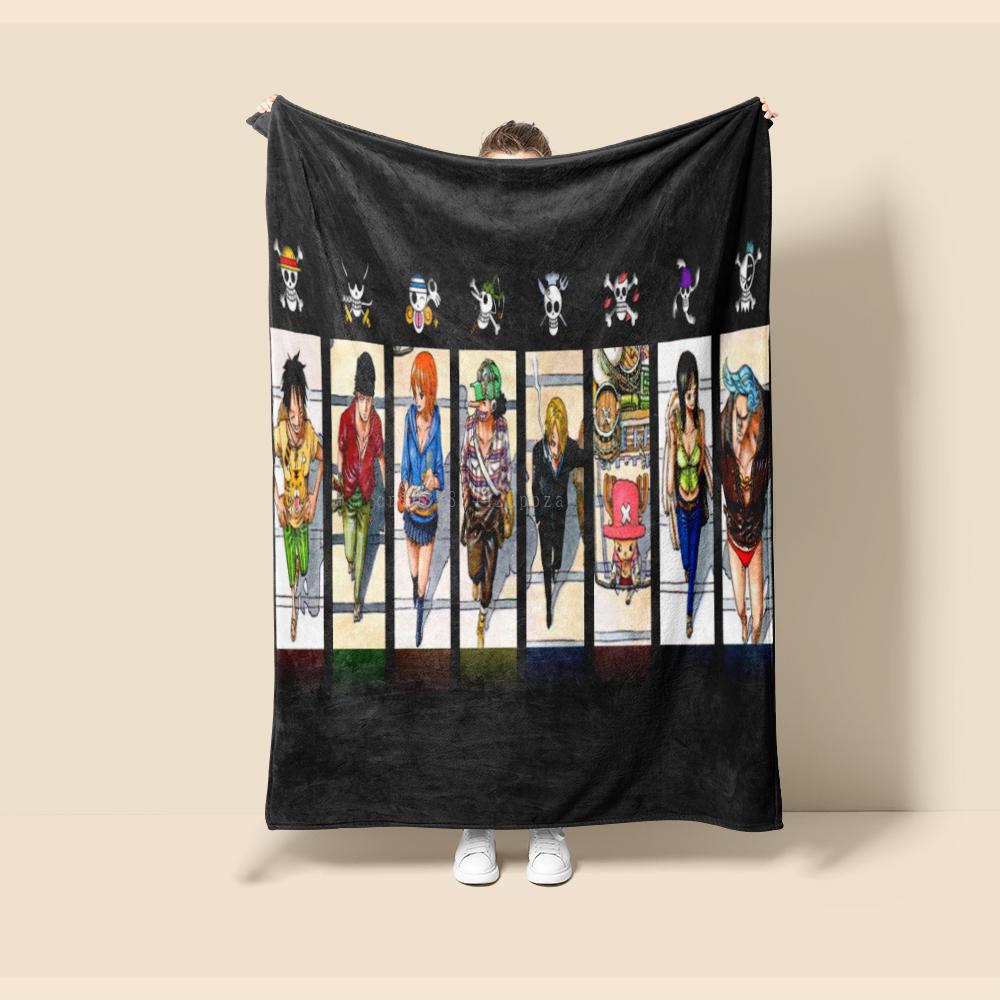 Flannel Thin Blanket One Piece Animation Luffy Four Seasons Blanket.for Sofa, Beds, Living Room, Travel Picnic Blanket Gifts