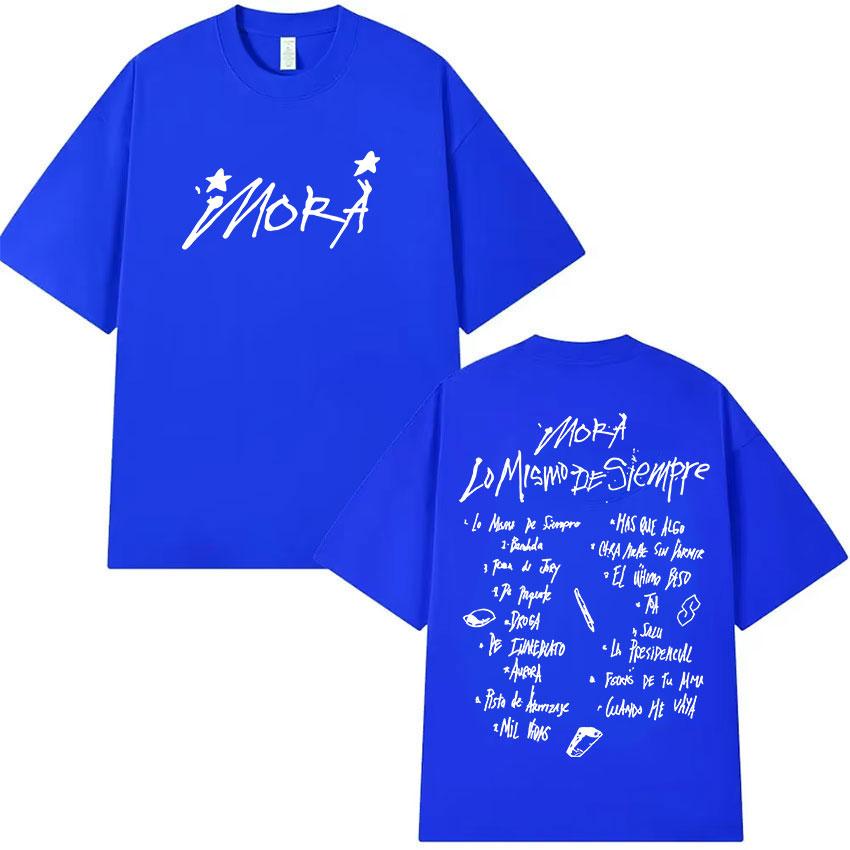 New Rapper Mora Lo Mismo De Siempre 2025 Album Letter Graphic T Shirt Men Women Summer O-Neck Cotton Short Sleeve T-Shirt Street