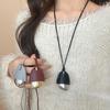 Minar Women'S Black & Blue Color-Block Pu Leather Necklace With Metal Pinecone Pendant