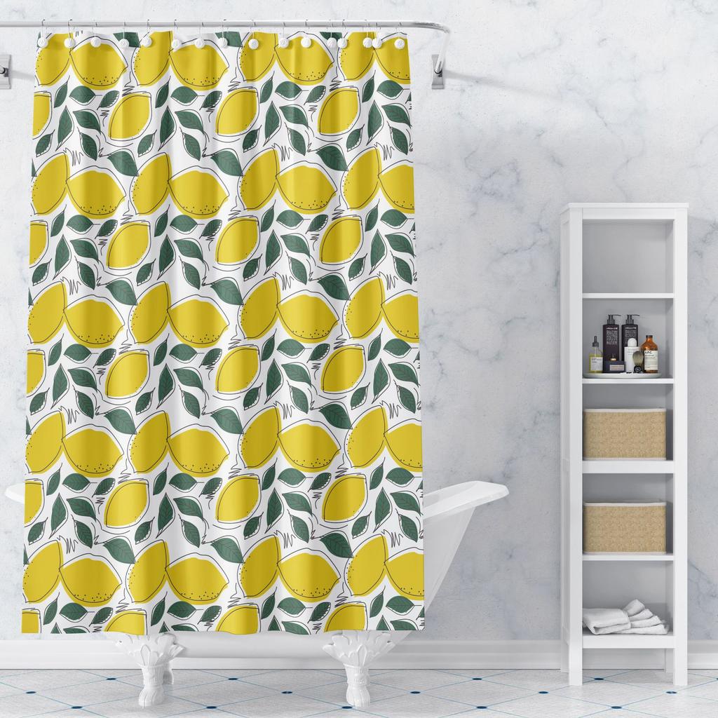 A Variety of Fruits Washable Dirt-Resistant Shower Curtain Shower Head Waterproof Polyester Bath Curtain For Home Decor