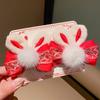 Tassel Children Red Hairpin Bunny Chinese New Year Headwear Lovely Plush Rabbit Hairpin  Girls