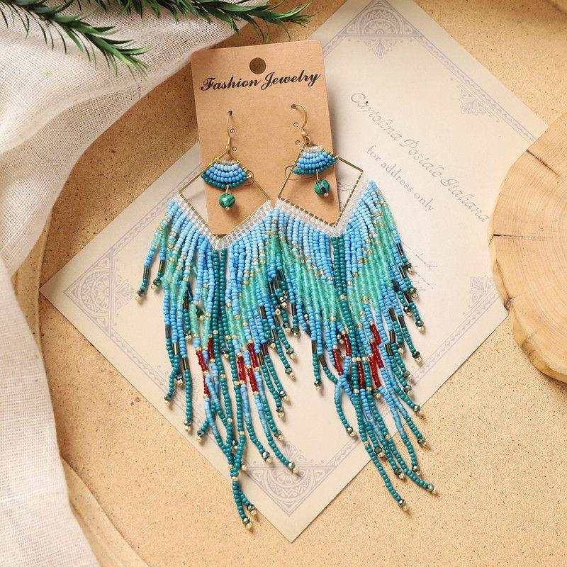 Original Bohemia Tassel Earrings Long Retro Ethnic Style Exotic Stylish Bead Fashion Holiday Earrings Women