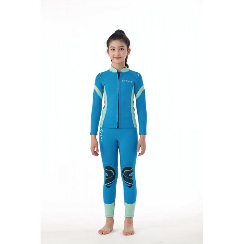 Kids Thermal Wetsuit Full Body Long Sleeve Pants Dive Suit Swimming Snorkeling Winter Use