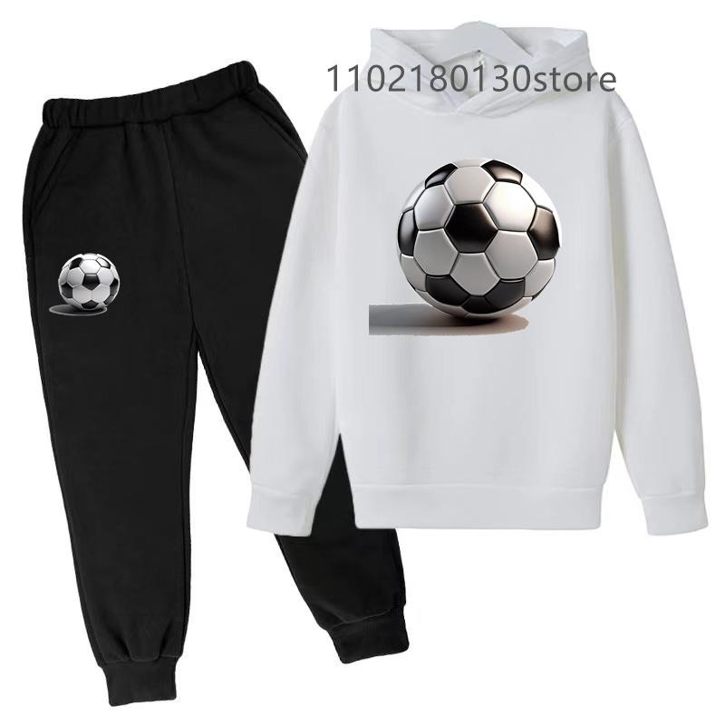Ensemble sweat à capuche et pantalon de sport de football pour tout-petits, manteau printemps-automne pour enfants de 3 à 12 ans, vêtements de loisirs pour garçons et filles