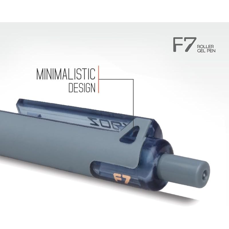 FLAIR Zoox F7 0.7mm Retractable Roller Gel Pen | Minimalistic Design Rubberised Body For Better Grip | Waterproof Ink Fo