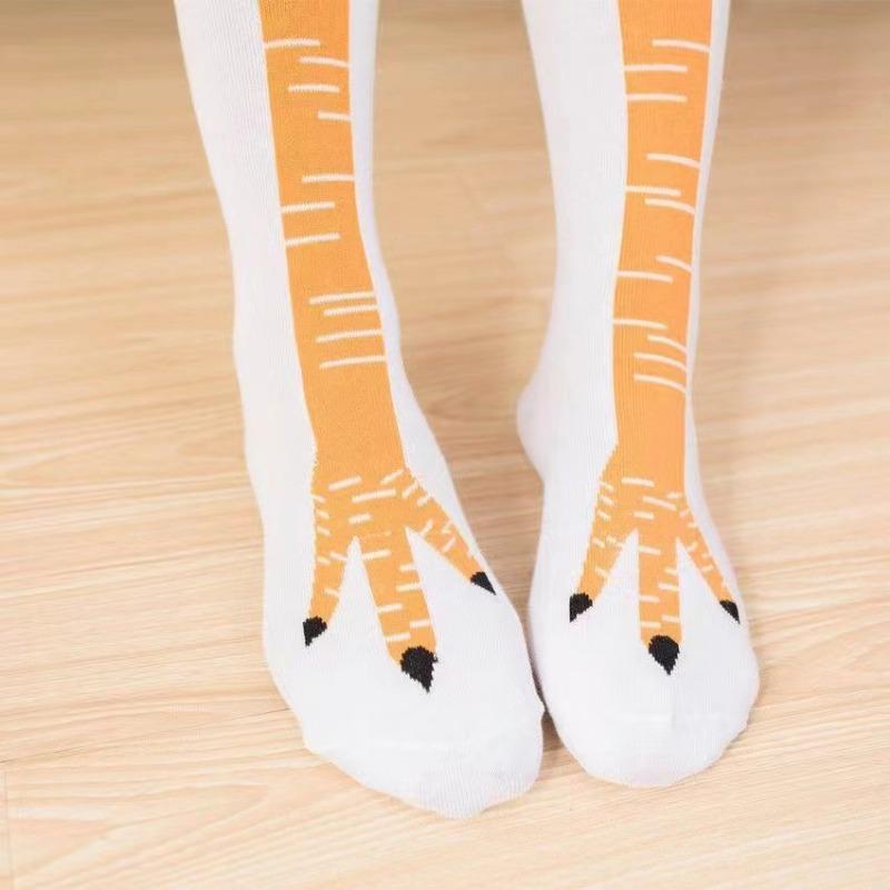 Women Funny Chicken Paw Stocking Over-knee Pressure Thin Leg Long Stockings Spring Autumn Winter Middle High School Girls Socks
