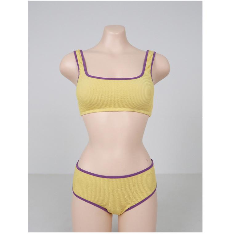 

Ретро Жилет Раздельный Купальник для Женщин - Цвет Макарон, Летний Отпуск Горячий Источник Бикини Extra Large жёлтый