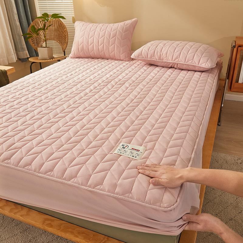 Pure Cotton Thickened Mattress Quilted Cotton Non-slip and Dust-proof Mattress Cover Sheet Simmons Mattress Protective Cover Thin Brown Mattress Cover