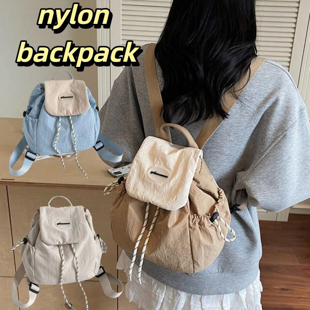 Drawstring Women Nylon Backpack Lightweight Minimalist Commuting Backpack  Travel