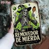 2D Flat, 2D, 1pc" Skeleton Witch Stirring a Potion" Spanish Iron Art Signage, with Retro Scenes, Room Decorations