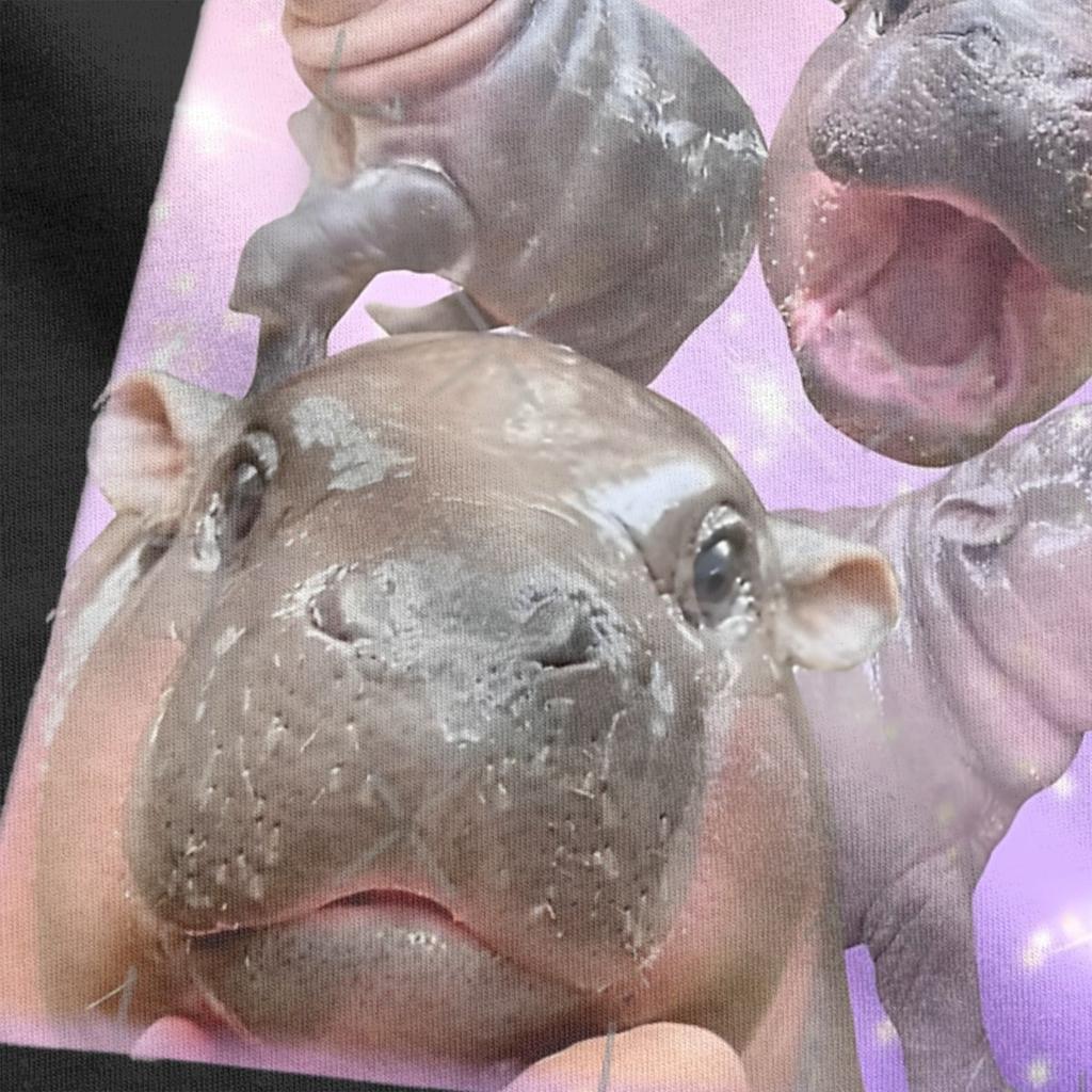 Funny Moo-Deng The Famous Baby Pigmy T-Shirt Men 100% Cotton T Shirt Hippo Moodeng Short Sleeve Tee Shirt Gift Idea merchandise