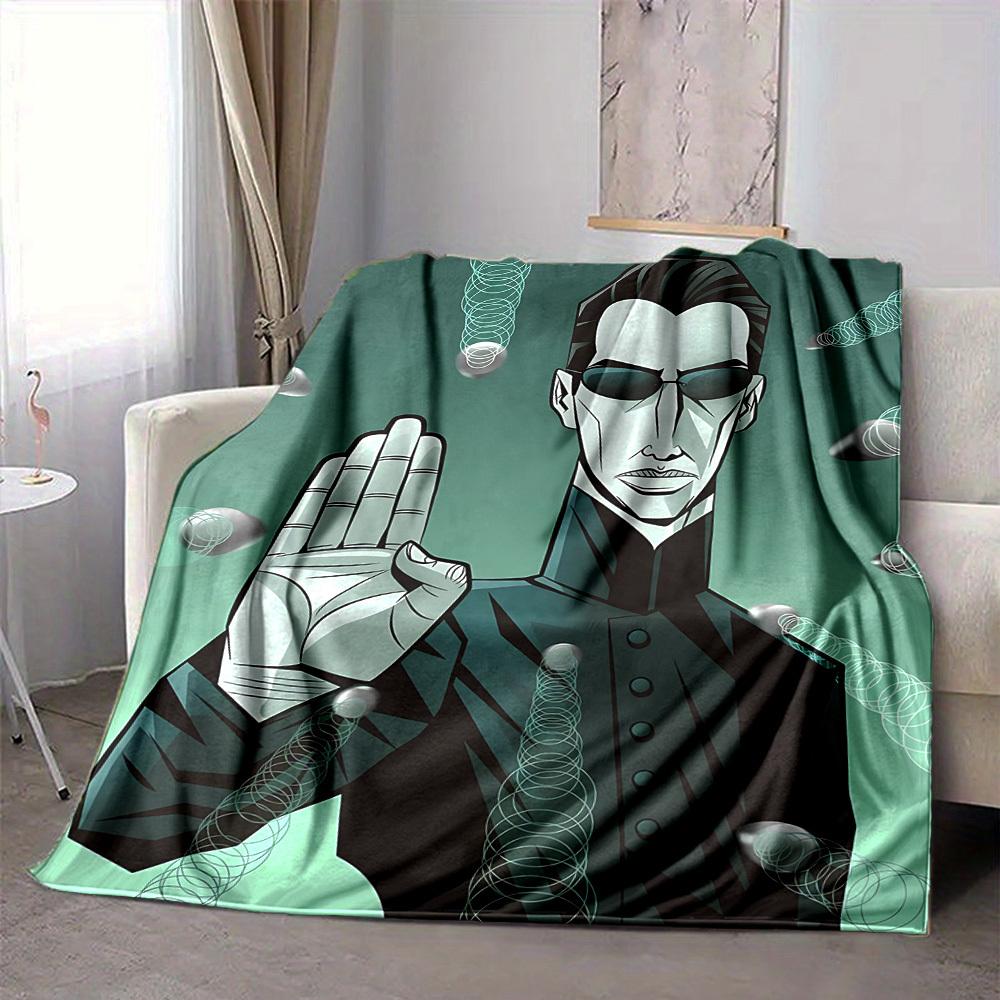 1pc The Matrix Flannel Throw Blanket - HD Printed Lightweight Soft Warm All-Season Blanket for Sofa, Bed, Travel, Camping 011