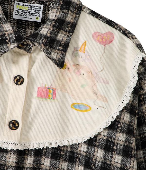 YOUTHBATH Bib Front Check Overshirt_Black