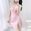 New Ice Silk Thin Summer Sexy Two-piece Nightgown Nightgown Large Size Internet Celebrity Senior Sense Can Be Worn Outside Loungewear