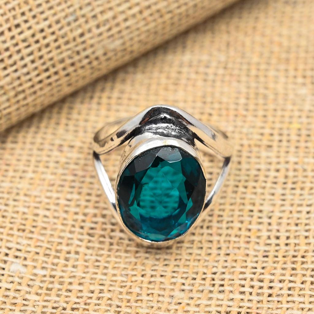 Indicolite Tourmaline Gemstone 925 Sterling Silver Handmade Jewelry Ring For Her