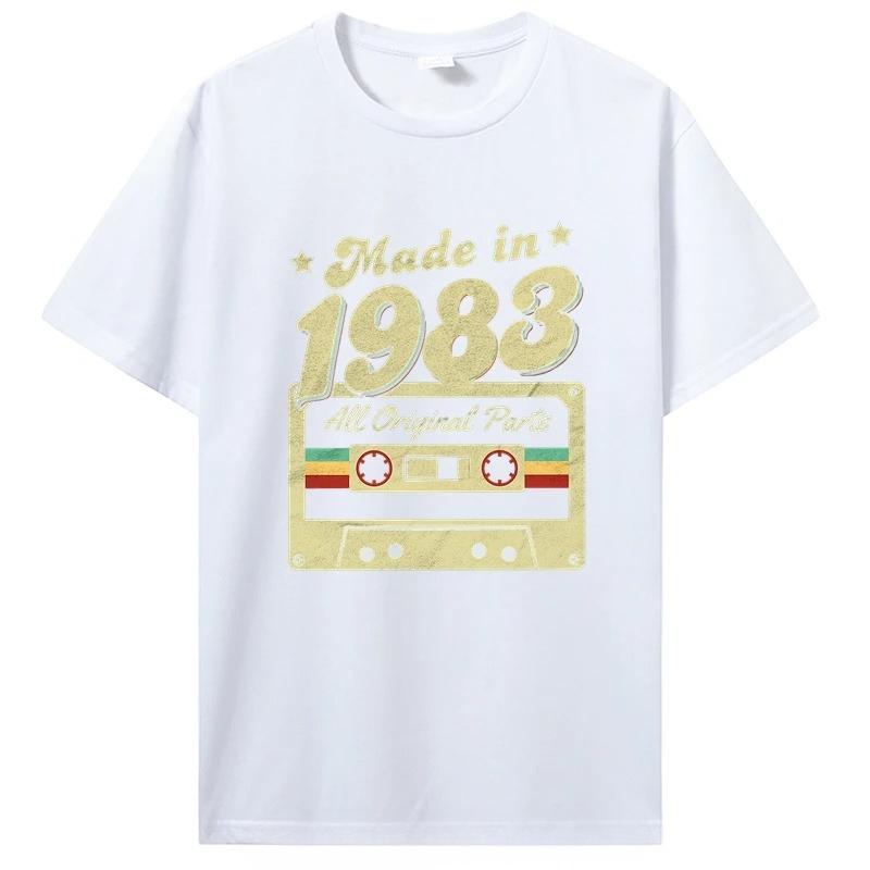 

Birthday T Shirts for Unisex Women 1983 Old T Shirt Short Sleeve Graphic Tshirt Casual Clothing Tee Streetwear M
