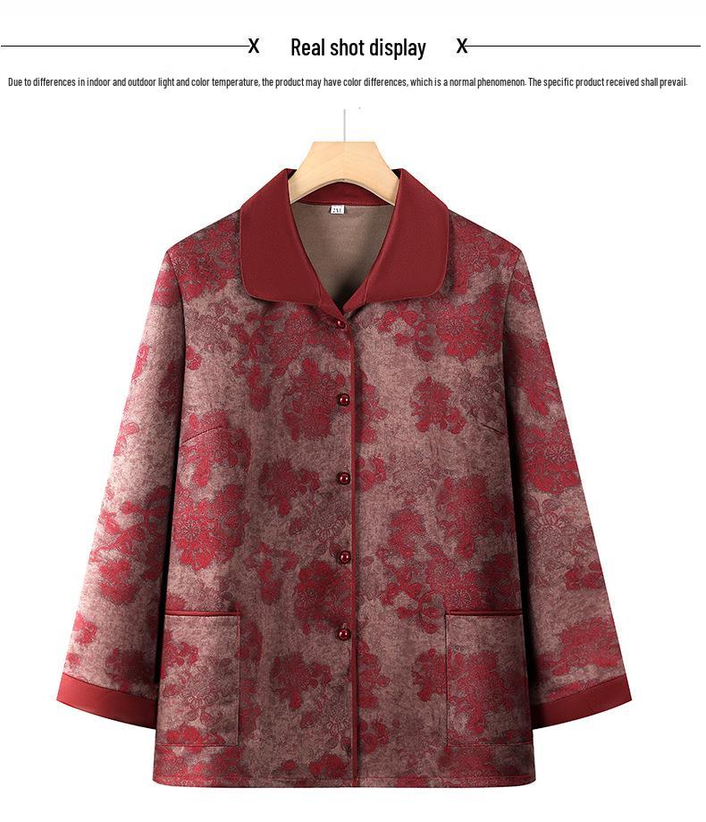 Plus Size Cardigan Jacket for Middle-Aged and Elderly Mothers (Spring/Autumn)