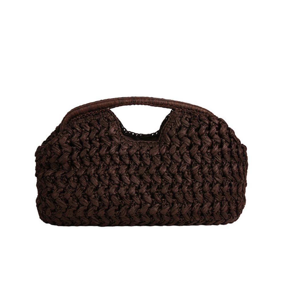 Grass Straw Bag Half-Moon Weave Tote Bag Casual Clutch Crescent Bag  Girls