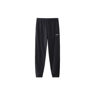 Li Ning Logo Embroidered Training Drawstring Cuffed Knit Sports Pants Men Bottoms Black AKLR233-1