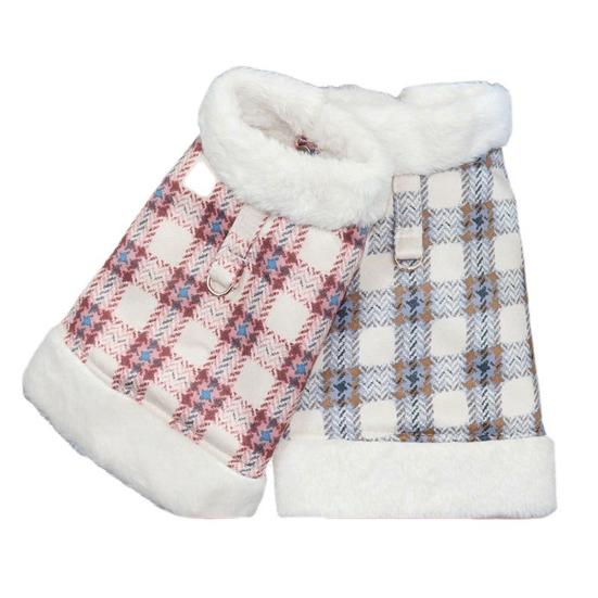 Ubranka dla zwierząt przyciągające wzrok modne nadruki w kratę kamizelka dla zwierząt miękka wygodna ciepła zimowa kurtka dla psa dla kota na zimną pogodę