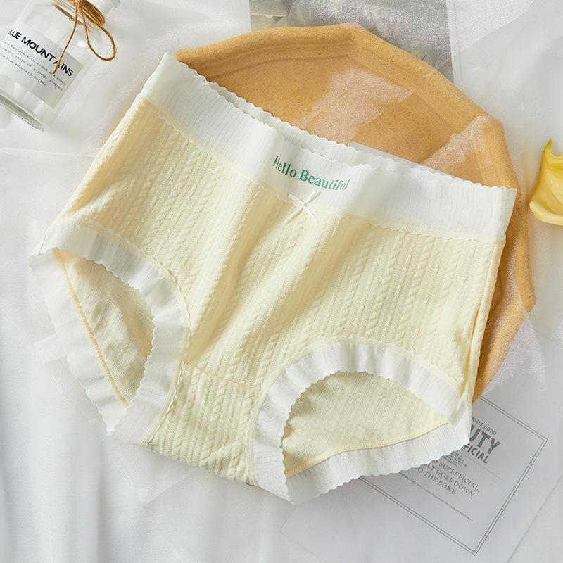 

Кремовое стильное милое нижнее белье со средней посадкой, женское хлопковое нижнее белье большого размера, дышащее женское нижнее белье XL