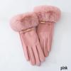 Three Dolphins Women's Winter Rabbit Fur Cycling Gloves