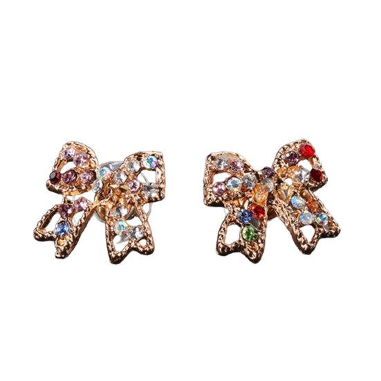 1 Pair Ear Jewelry Gold Plated Anti-rust Jewelry Gift Shiny Bowknot Ear Clips for Clubs