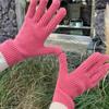 Womens Warm Knitted Full Finger Gloves Outdoor Riding Touchable Screen Colorblock Letters Label Decor Thermal Mittens
