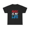 Music Is My Life T-shirt American Flag Rock Country Art Unisex Heavy Cotton Tee