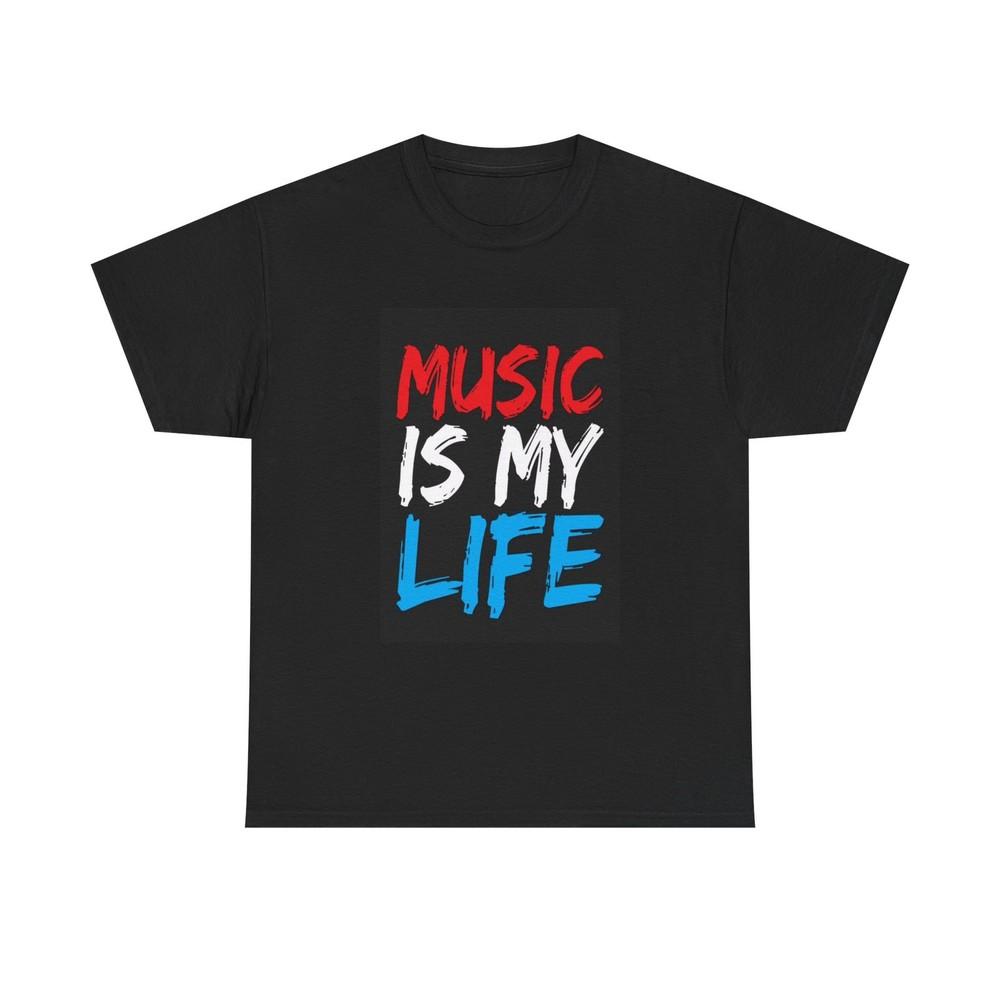 Music is my life T-shirt American flag rock country art Unisex Heavy Cotton Tee