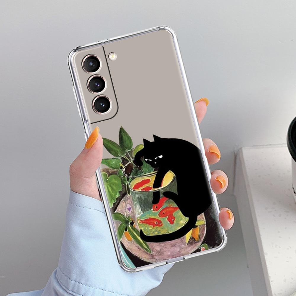 Phone Case For Samsung Galaxy S26 S25 S24 S23 S22 Ultra S20 S21 FE 5G Plus Soft Clear Cover Lovely Cat Playing Fun