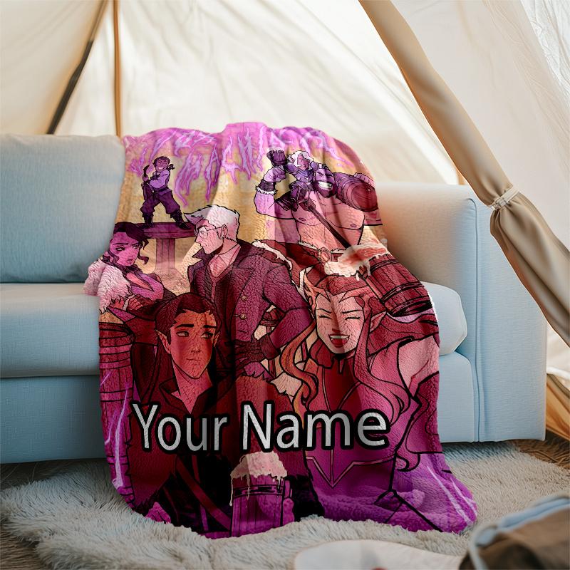 Custom Name Vox Machina Theme Printed Blanket - Perfect for Couch, Bed, Travel & Outdoor Use | Machine Washable, Cozy & Durable.