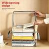 Transparent Book Storage Box with Handle Waterproof Dustproof Thickened Plastic Organizer Bins for Bedroom Book Storage