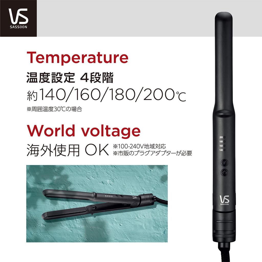 Vidal Sassoon Basis Glätteisen, Negative Ionen, International Kompatibel, 4 Temperatureinstellungen, 15mm Platte, Schwarz, VSI-1022/KJ